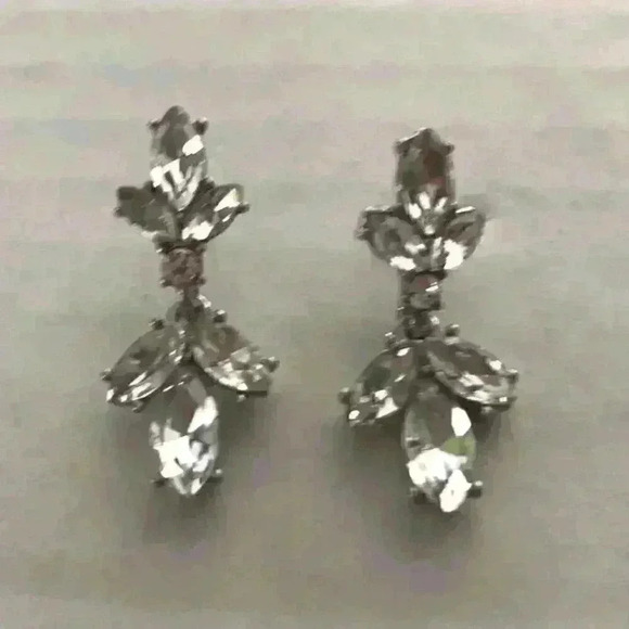 Charter Club new Silver Tone Crystal Drop Earrings - Picture 2 of 8
